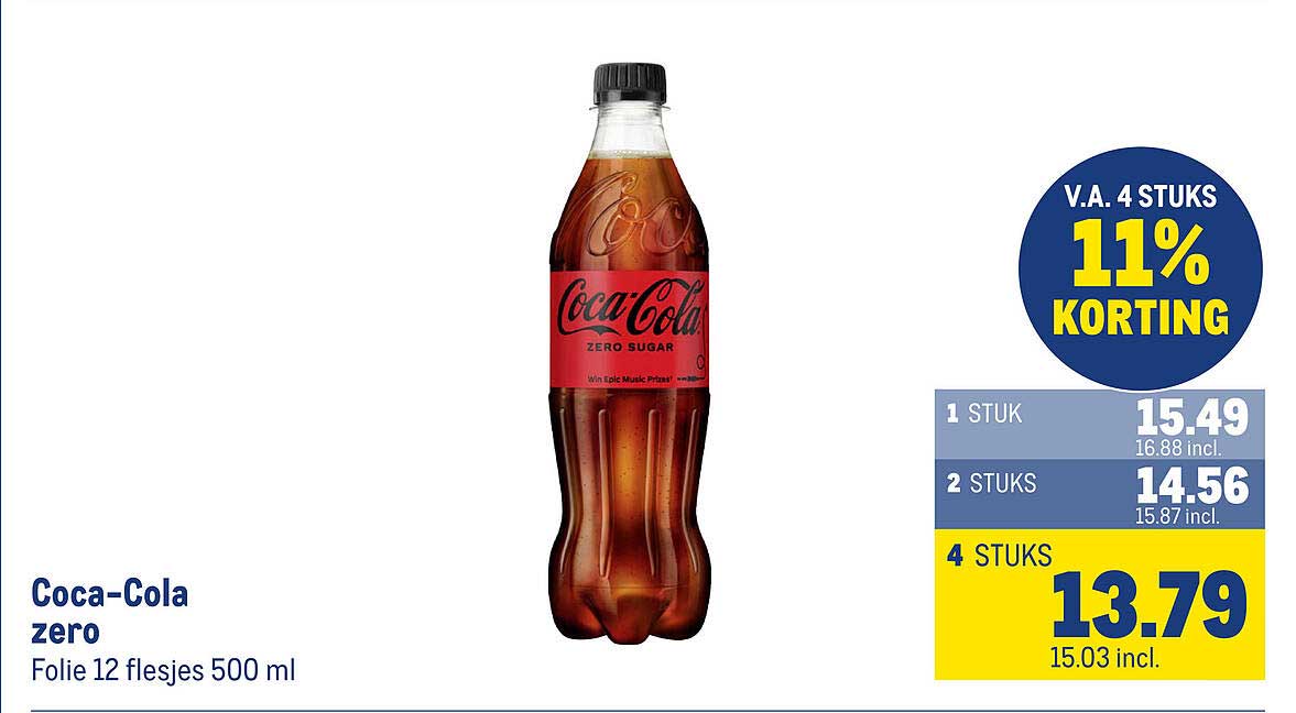Coca-Cola zero Folie 12 flesjes 500 ml
