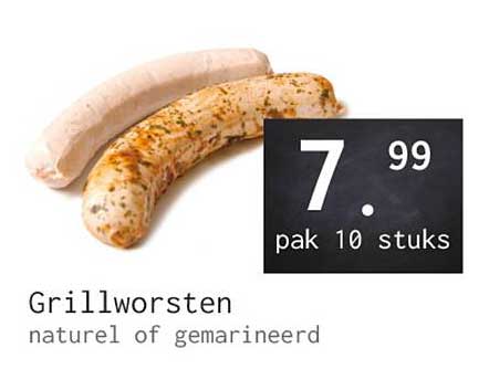 Grillworsten naturel of gemarineerd