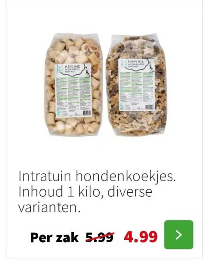 Intratuin hondenkoekjes - Inhoud 1 kilo, diverse varianten.