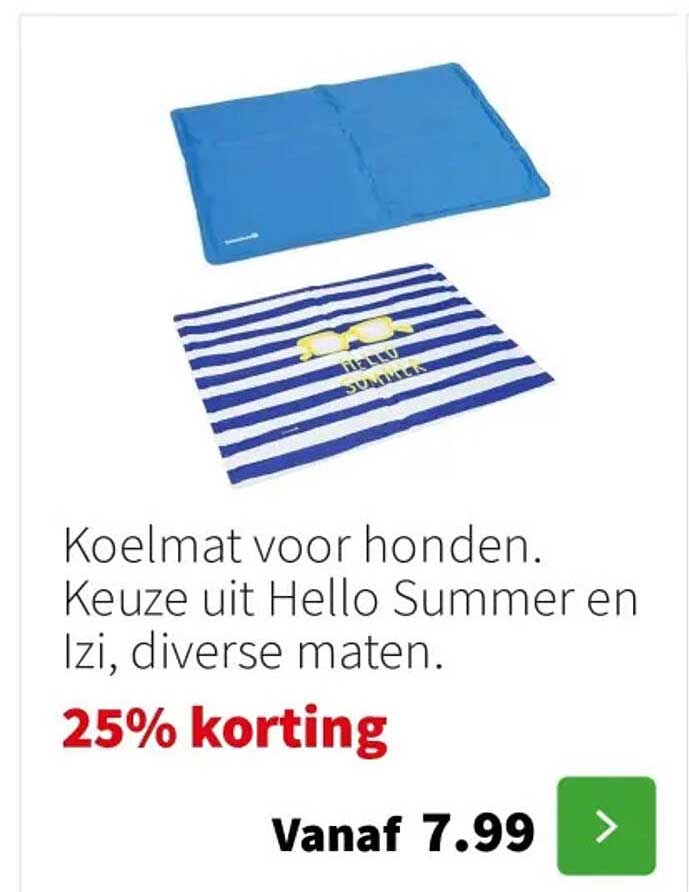 Koelmat voor honden. Keuze uit Hello Summer en Izi, diverse maten.
