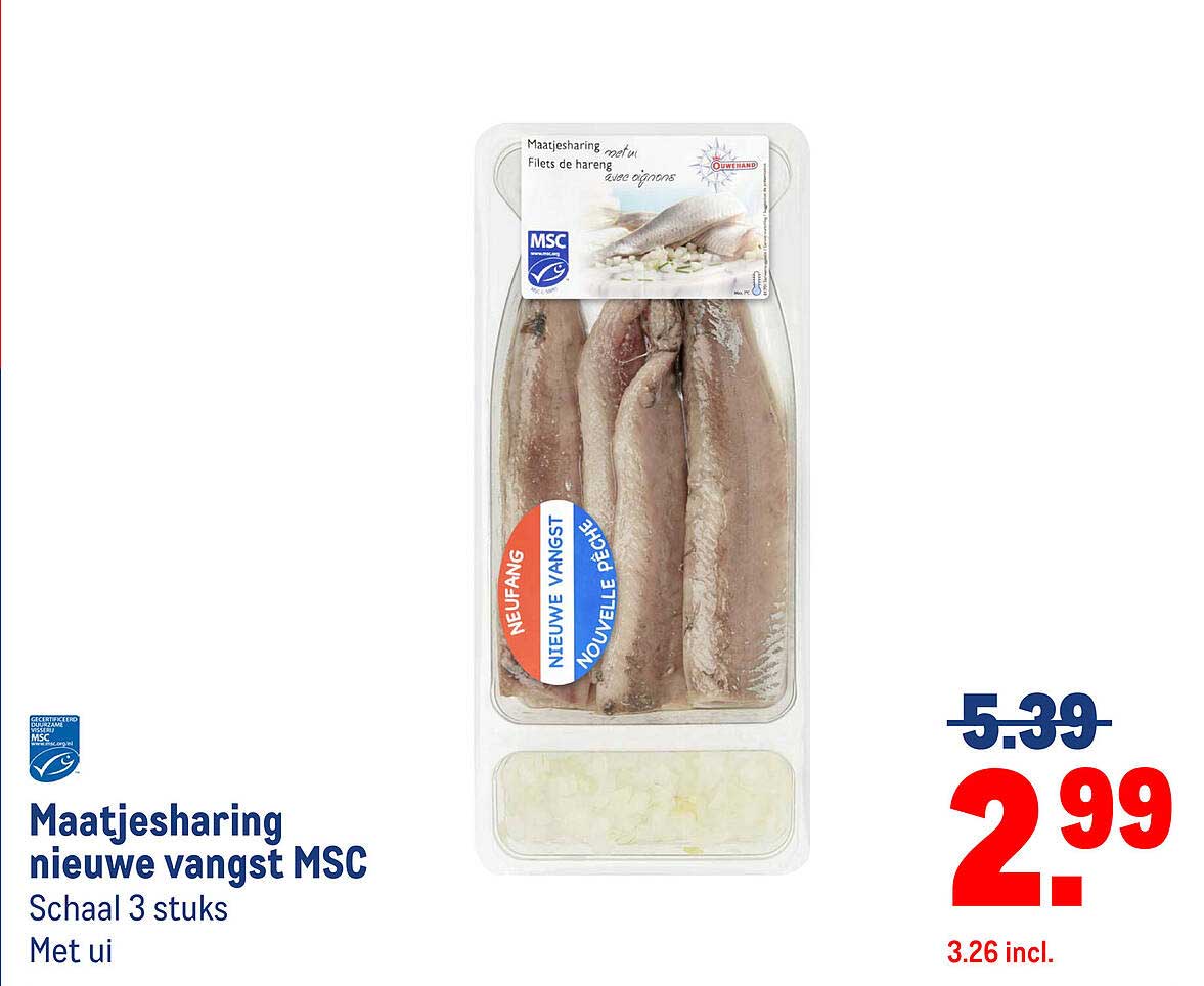 Maatjesharing nieuwe vangst MSC Schaal 3 stuks Met ui