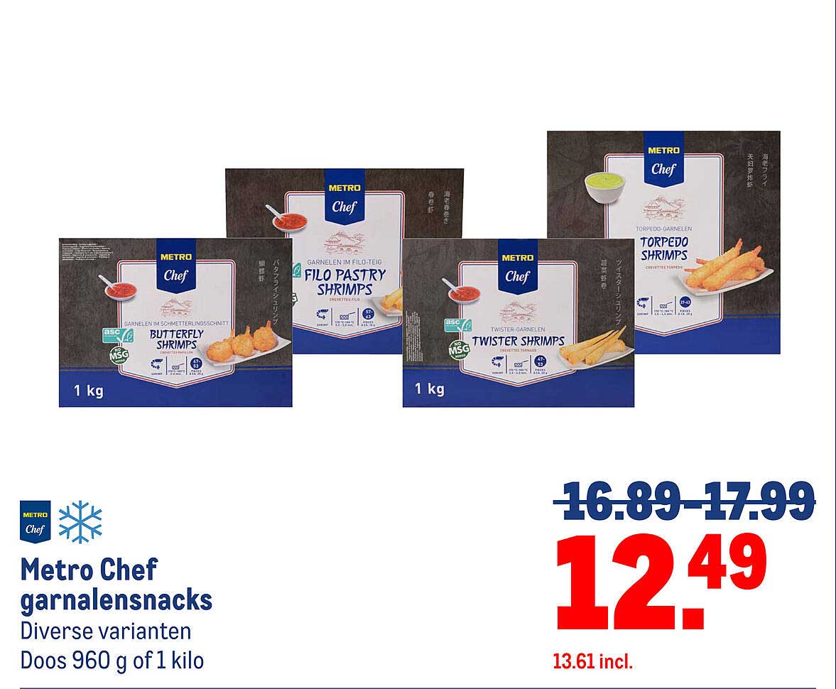 Metro Chef garnalensnacks Diverse varianten