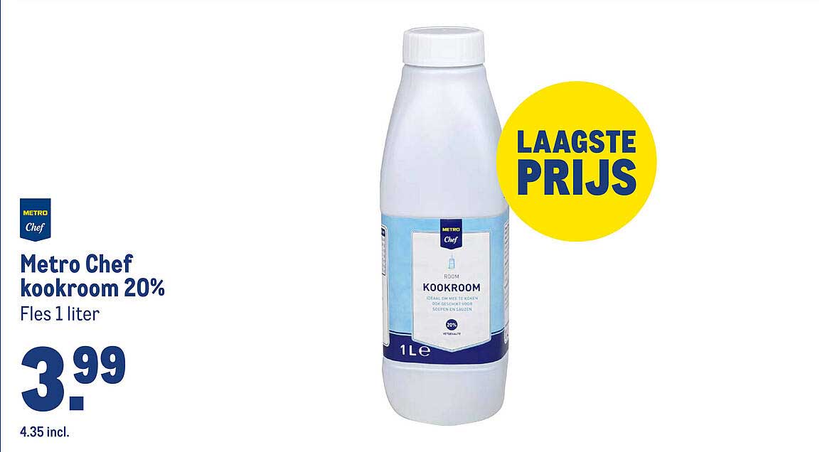 Metro Chef kookroom 20% Fles 1 liter