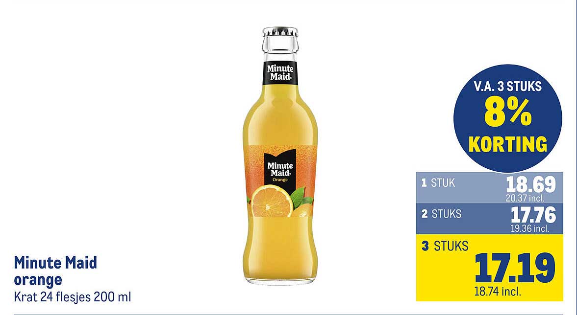 Minute Maid orange Krat 24 flesjes 200 ml