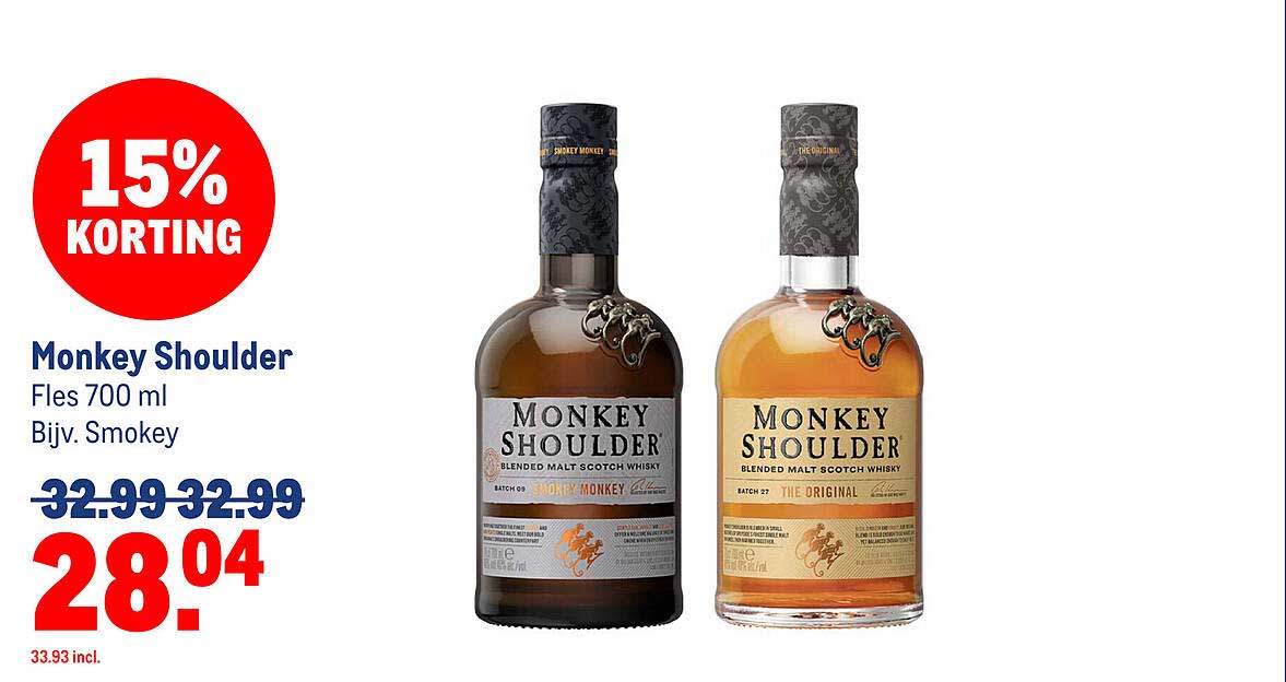 Monkey Shoulder Fles 700 ml Bijv. Smokey