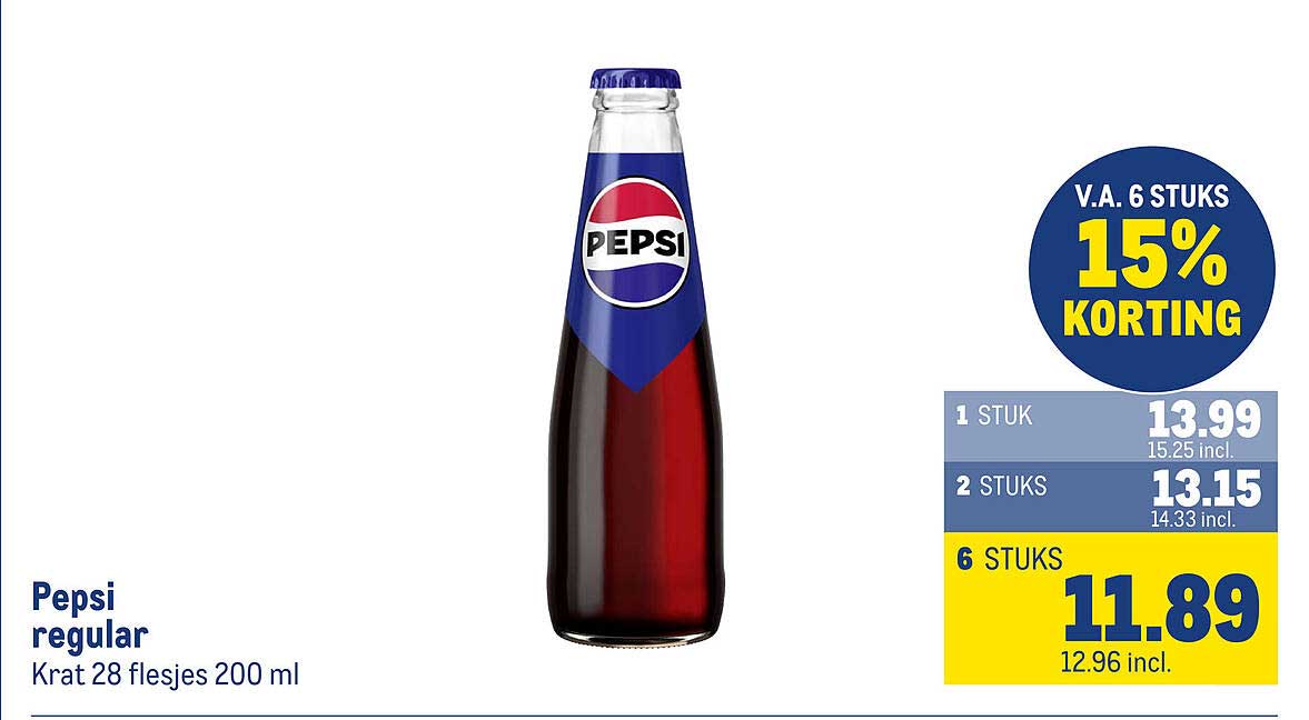 Pepsi regular Krat 28 flesjes 200 ml