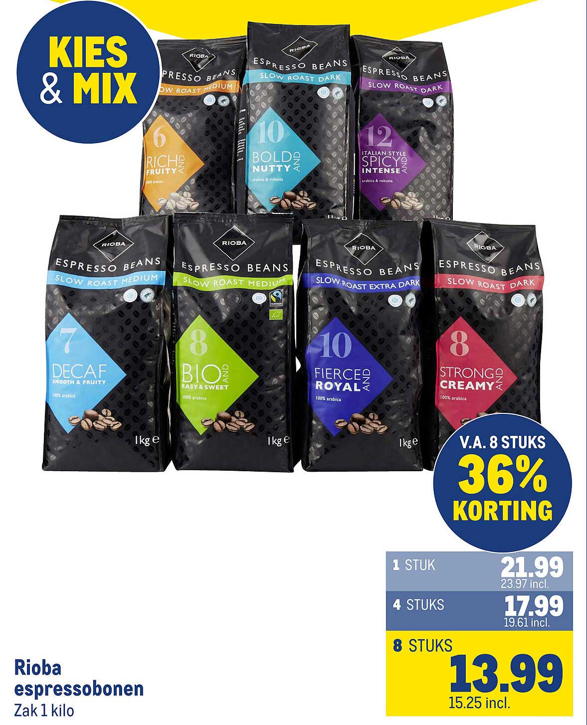 Rioba espressobonen Zak 1 kilo