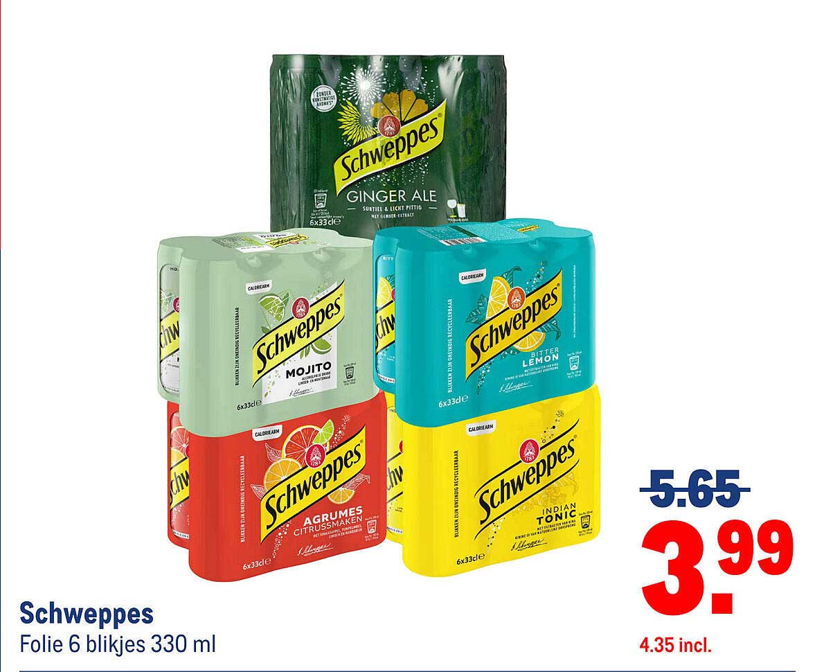Schweppes Folie 6 blikjes 330 ml