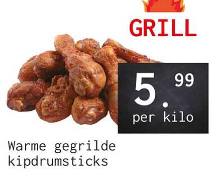 Warme gegrilde kipdrumsticks