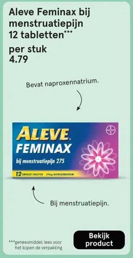 Aleve Feminax bij menstruatiepijn 12 tabletten**
