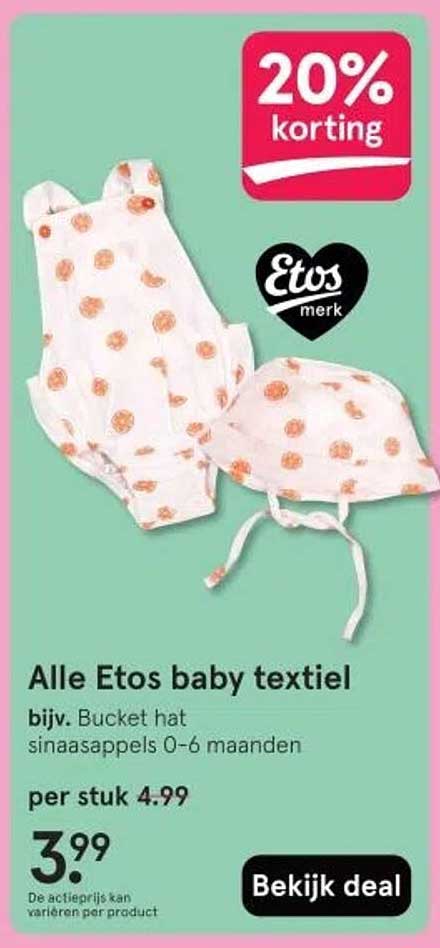 Alle Etos baby textiel bijv. Bucket hat sinasappels 0-6 maanden