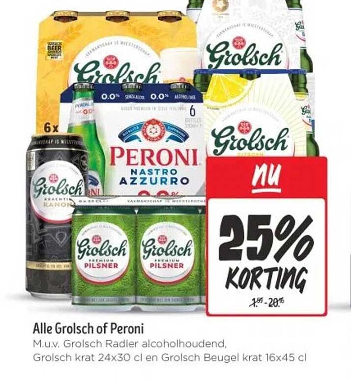 Alle Grolsch of Peroni
