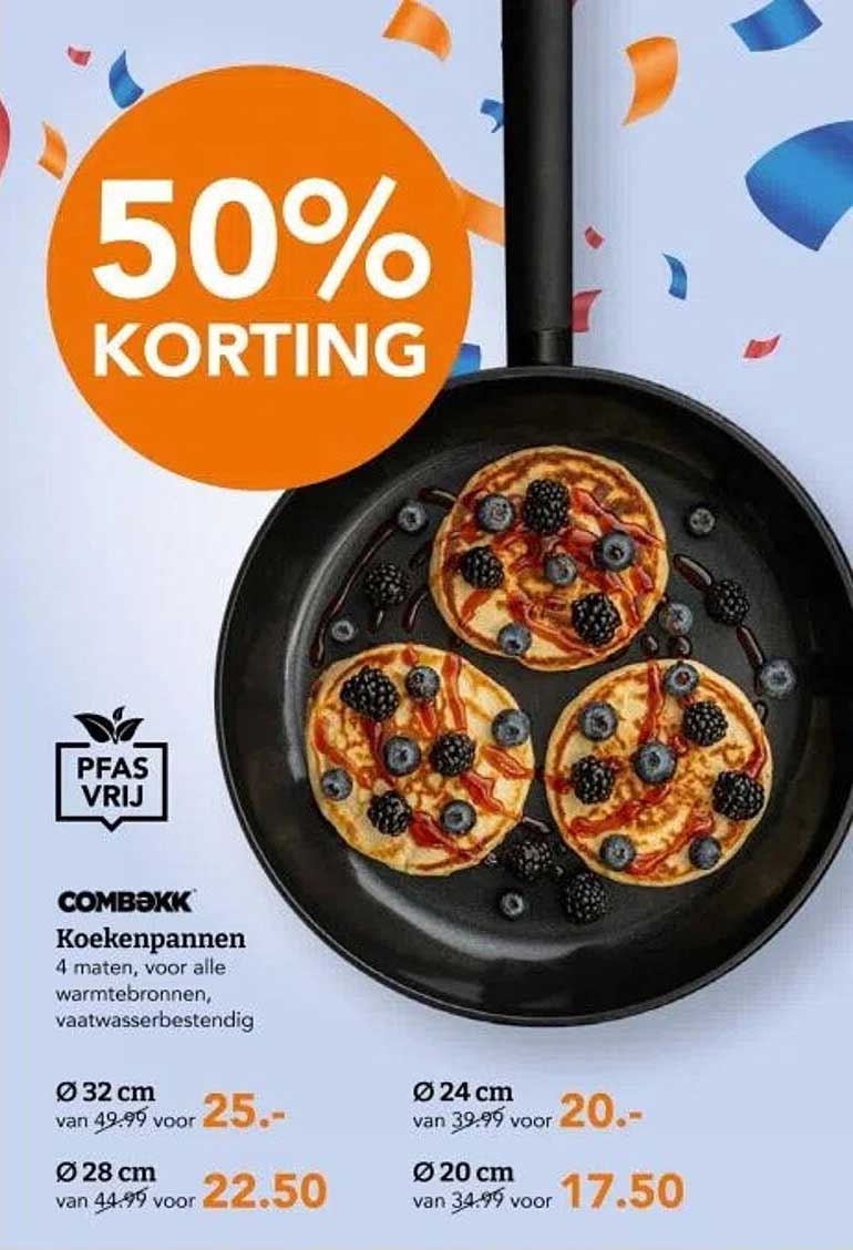 Combikk Koekenpannen 50% Korting