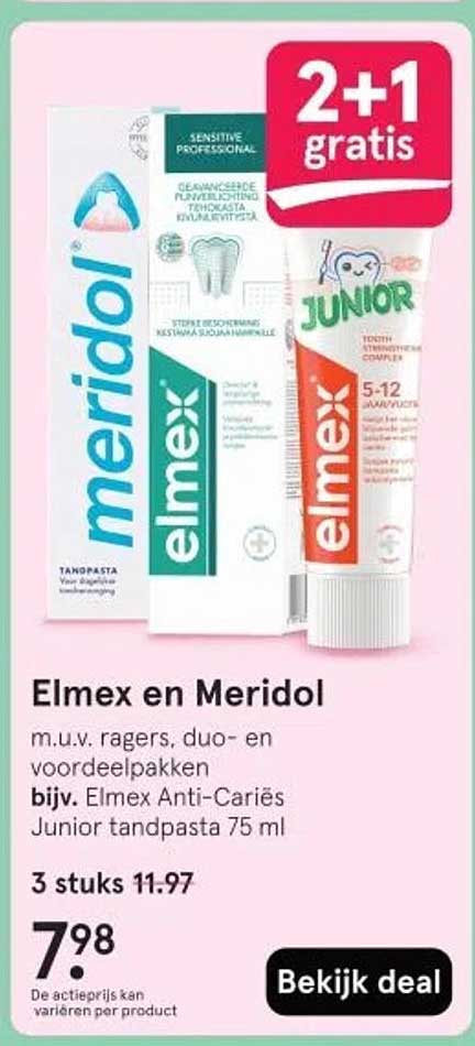 Elmex en Meridol 2+1 gratis