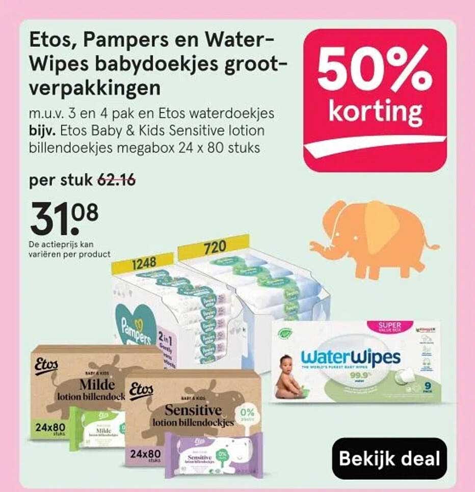 Etos, Pampers en Water-Wipes babydoekjes grootverpakkingen