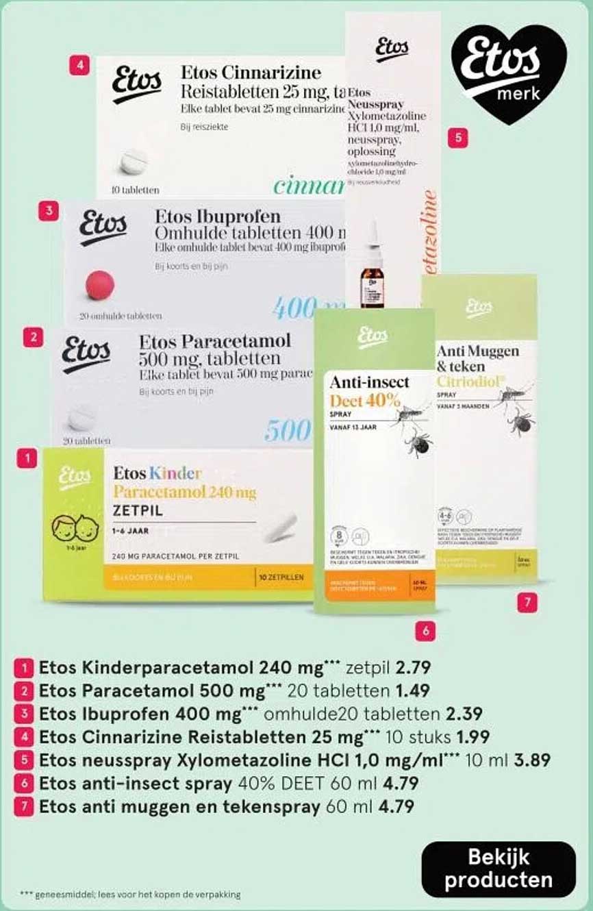 Etos Paracetamol 500 mg, tabletten