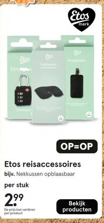 Etos reisaccessoires bijv. Nekkussen opblaasbaar per stuk
