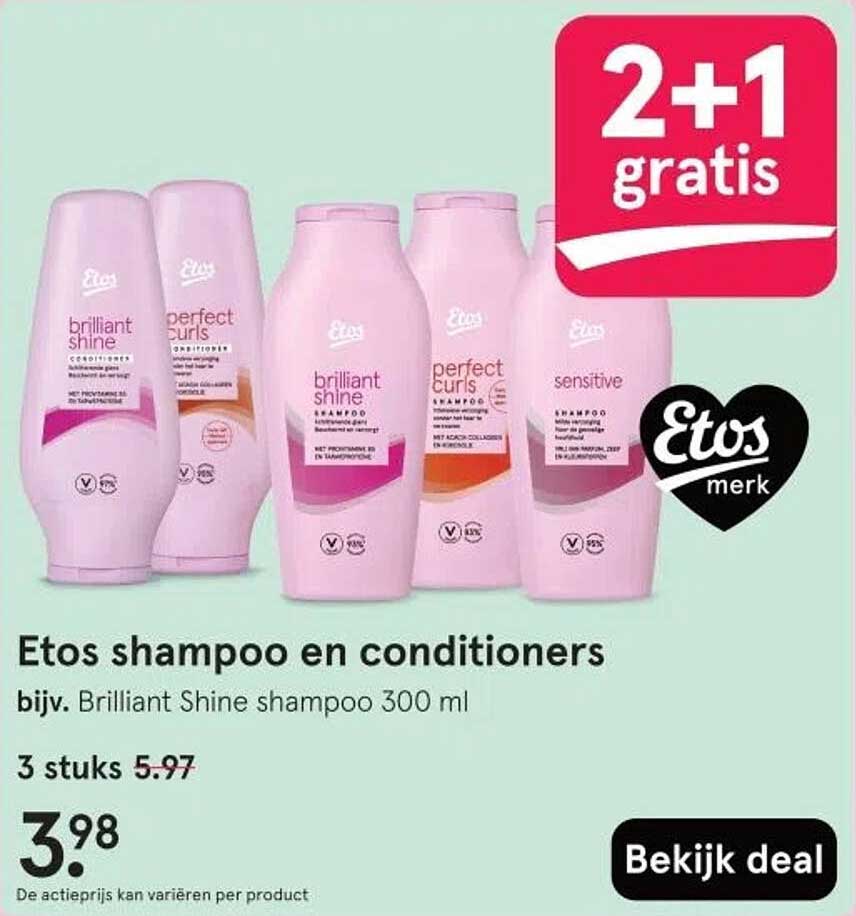Etos shampoo en conditioners bijv. Brilliant Shine shampoo 300 ml