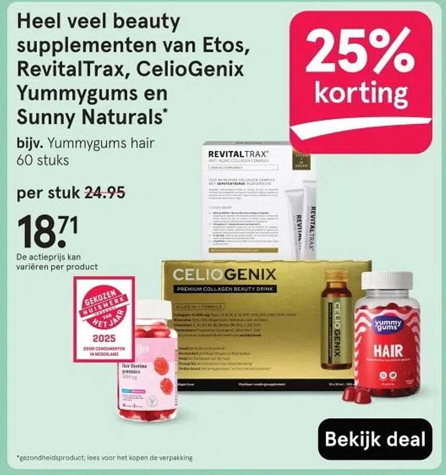 Heel veel beauty supplementen van Etos, RevitalTrax, CelioGenix Yummygums en Sunny Naturals*