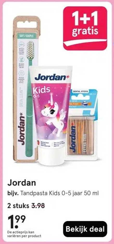 Jordan bijv. Tandpasta Kids 0-5 jaar 50 ml