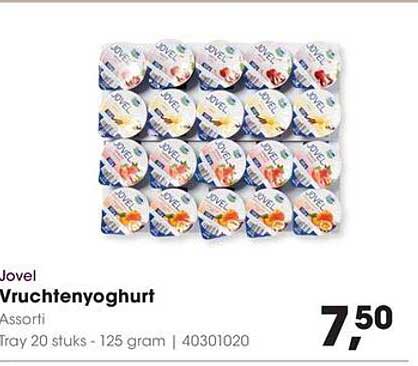 Jovel Vruchtenyoghurt Assorti Tray 20 stuks - 125 gram
