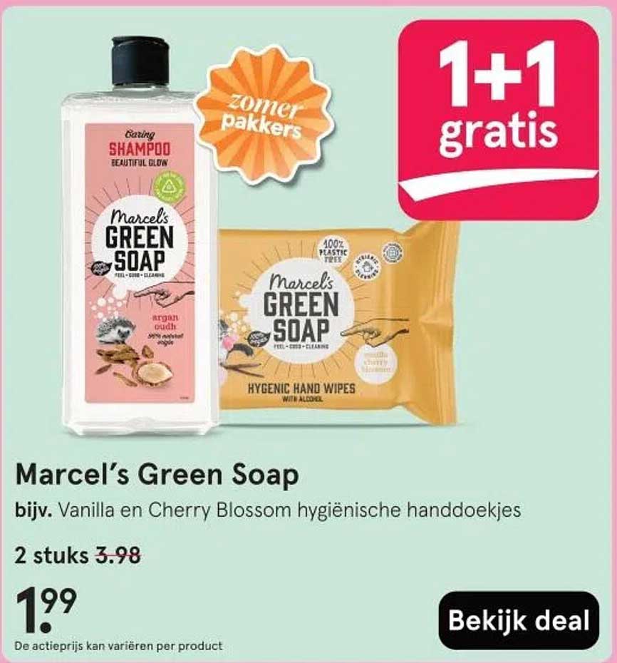Marcel’s Green Soap bijv. Vanilla en Cherry Blossom hygiënische handdoekjes
