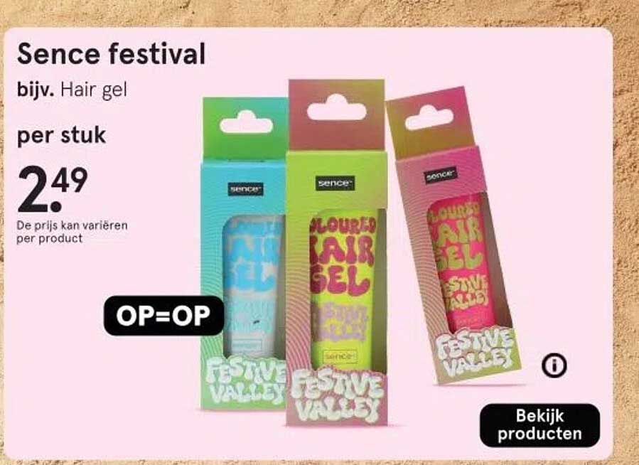 Sence festival bijv. Hair gel per stuk