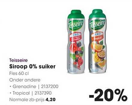 Teisseire Siroop 0% suiker Fles 60 cl