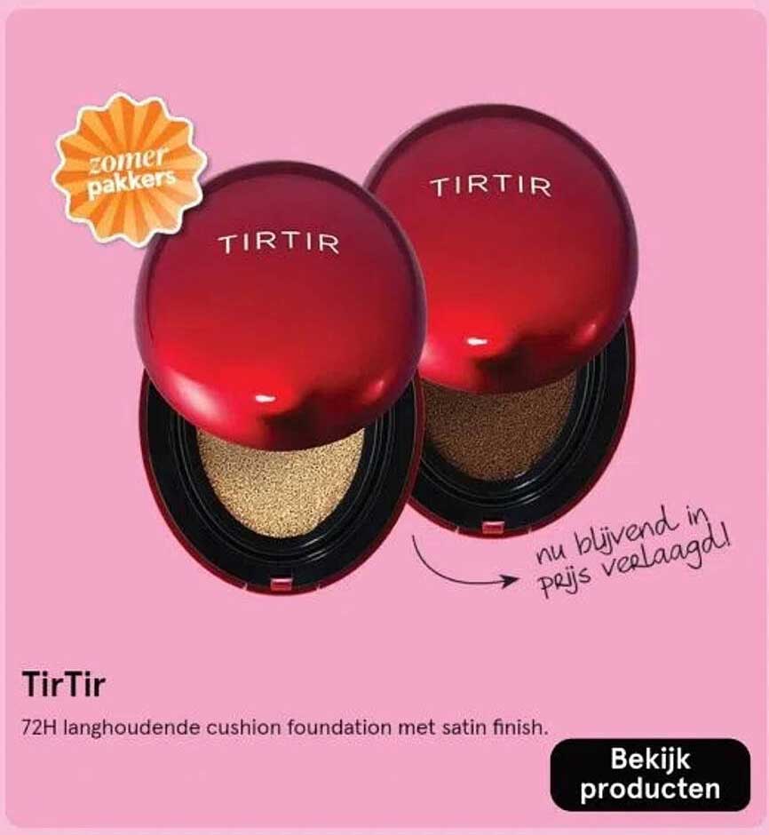 TirTir 72H langhoudende cushion foundation met satin finish.
