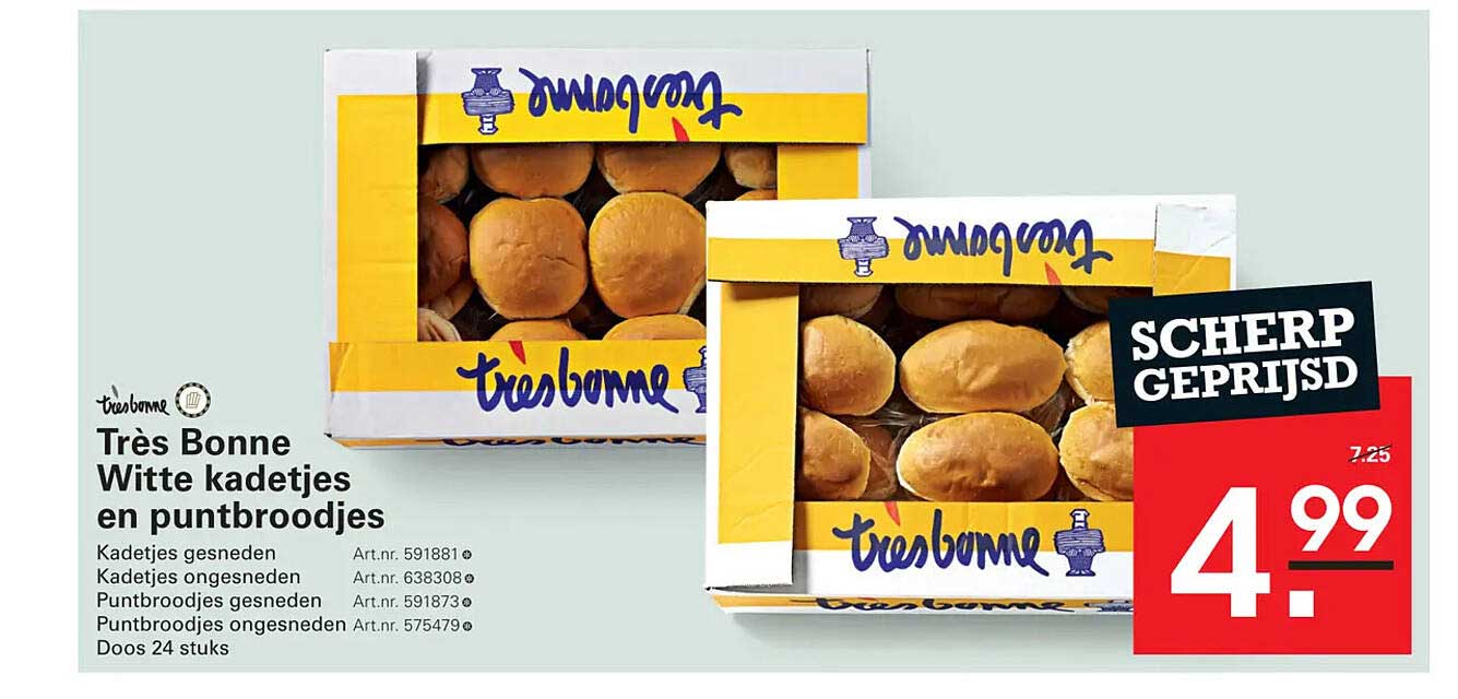 Très Bonne Witte kadetjes en puntbroodjes