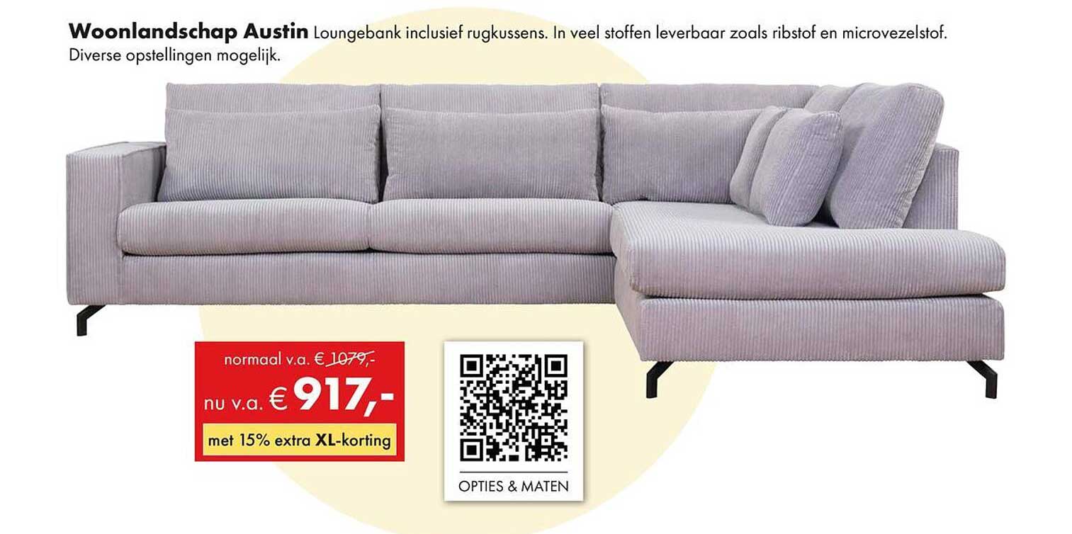 Woonlandschap Austin Loungebank inclusief rugkussens