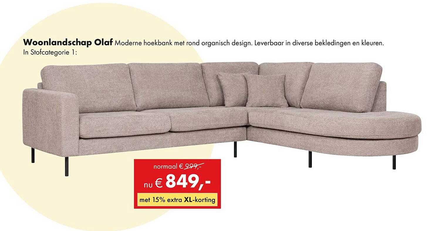 Woonlandschap Olaf Moderne hoekbank met rond organisch design.