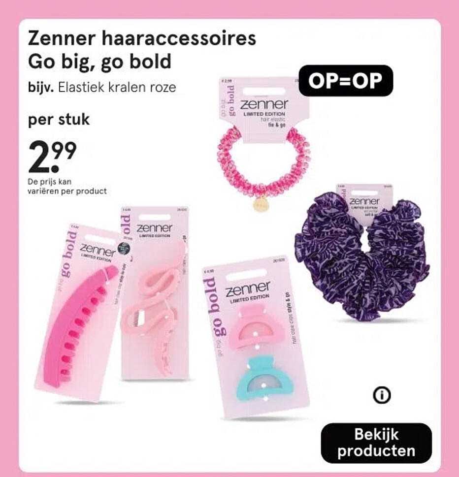 Zenner haaraccessoires Go big, go bold bijv. Elastiek kralen roze