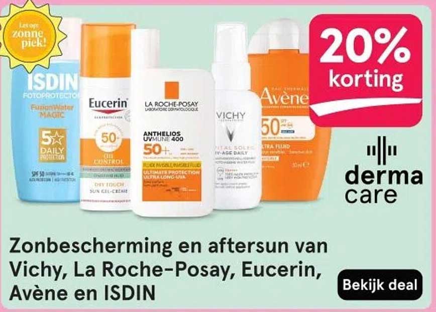 Zonbescherming en aftersun van Vichy, La Roche-Posay, Eucerin, Avène en ISDIN