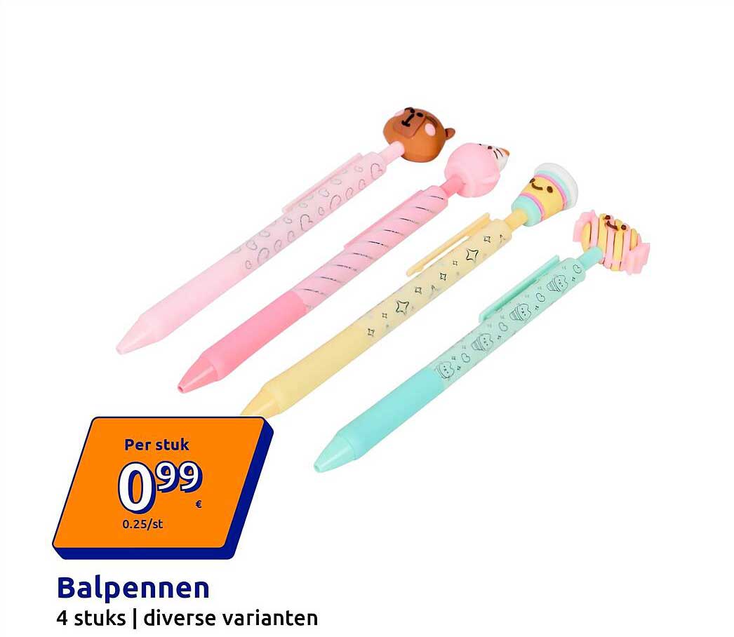 Balpennen 4 stuks | diverse varianten