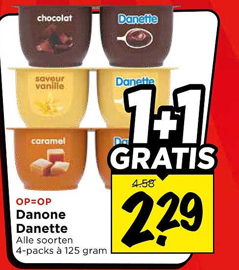 Danone Danette Alle soorten 4-packs à 125 gram 1+1 GRATIS