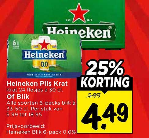 Heineken Pils Krat Of Blik 25% KORTING