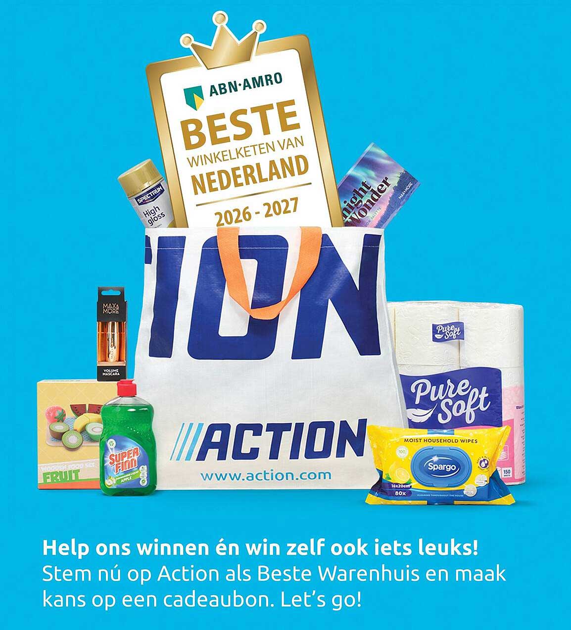 Help ons winnen én win zelf ook iets leuks! Stem nú op Action als Beste Warenhuis en maak kans op een cadeaubon. Let’s go!