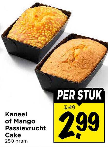 Kaneel of Mango Passievrucht Cake 250 gram PER STUK