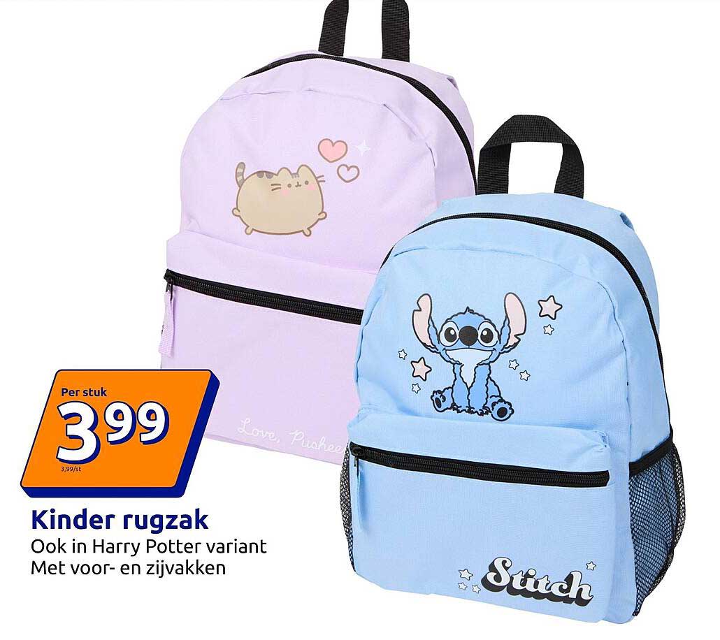 Kinder rugzak Ook in Harry Potter variant Met voor- en zijvakken