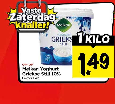 Melkan Yoghurt Griekse Stijl 10% Emmer 1 kilo