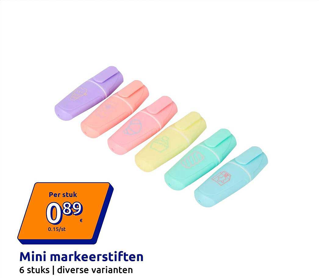 Mini markeerstiften 6 stuks | diverse varianten