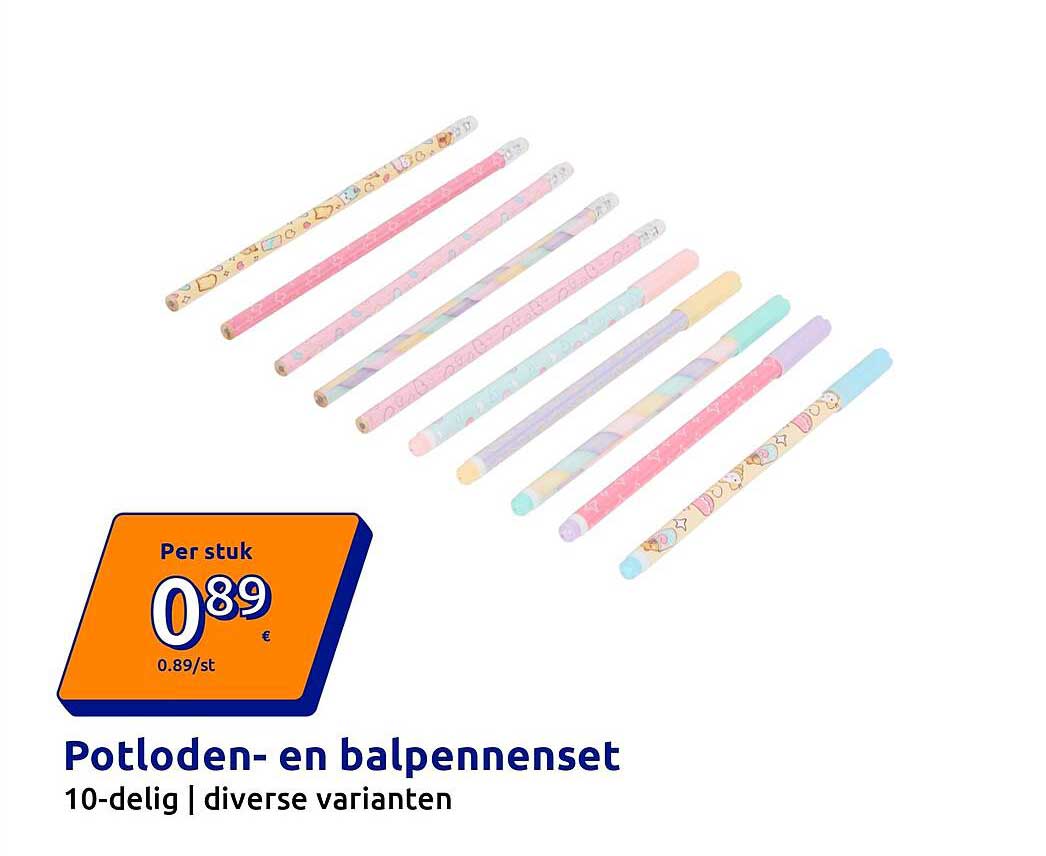 Potloden- en balpennenset 10-delig | diverse varianten