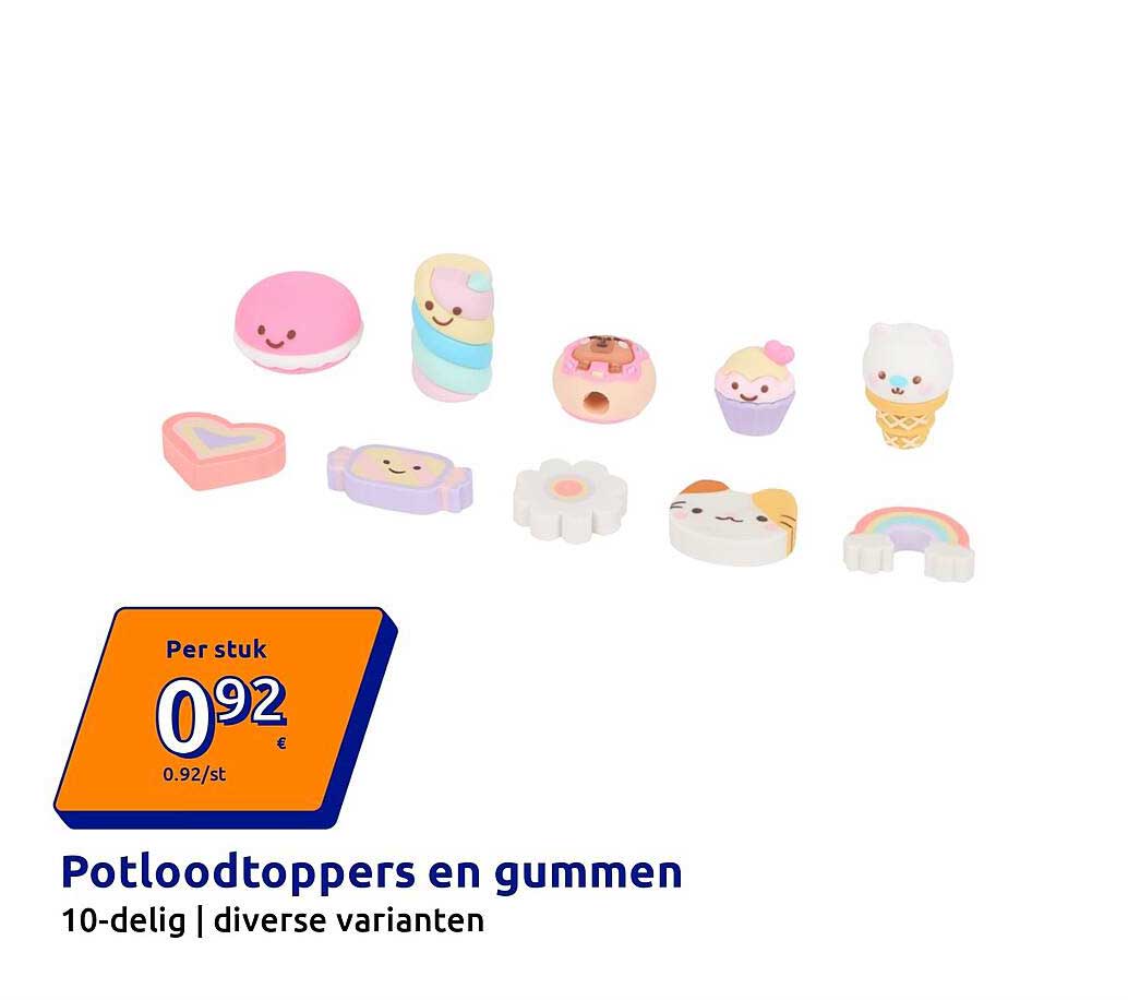 Potloodtoppers en gumen 10-delig | diverse varianten