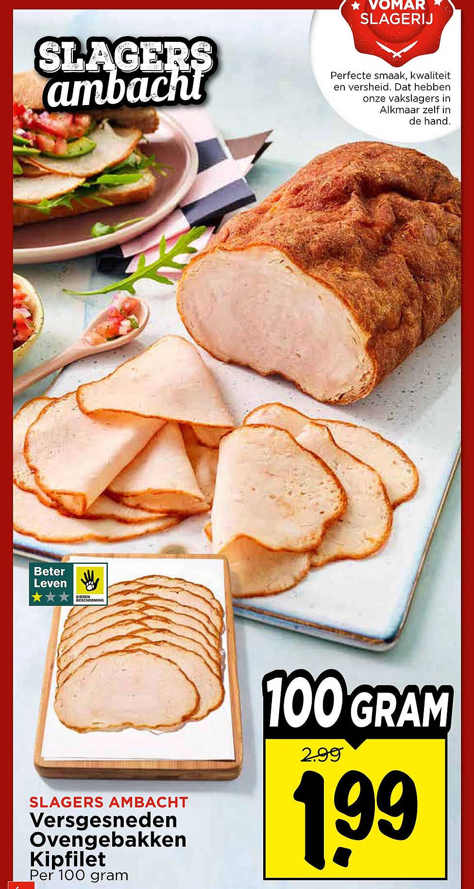 Slagers Ambacht Versgesneden Ovengebakken Kipfilet Per 100 gram