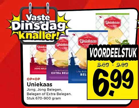 Uniekaas Jong, Jong Belegen, Belegen of Extra Belegen, Stuk 670-900 gram VOORDEELSTUK