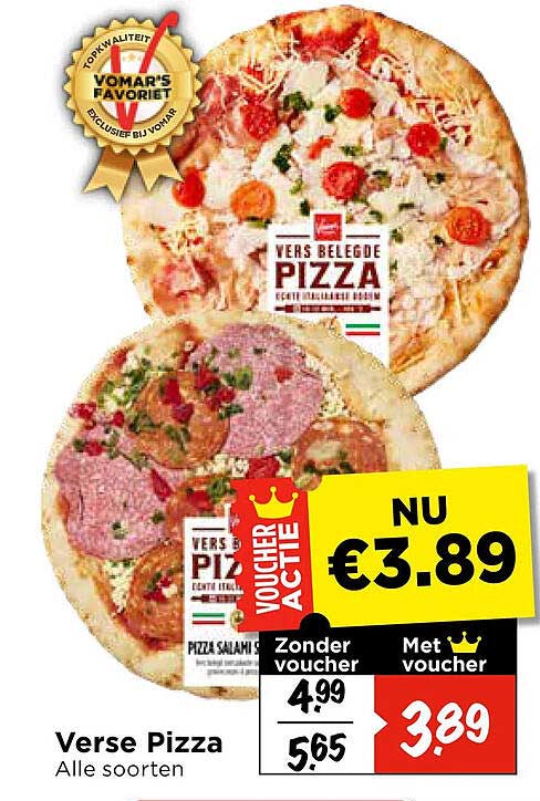 Verse Pizza Alle soorten VOCHER ACTIE