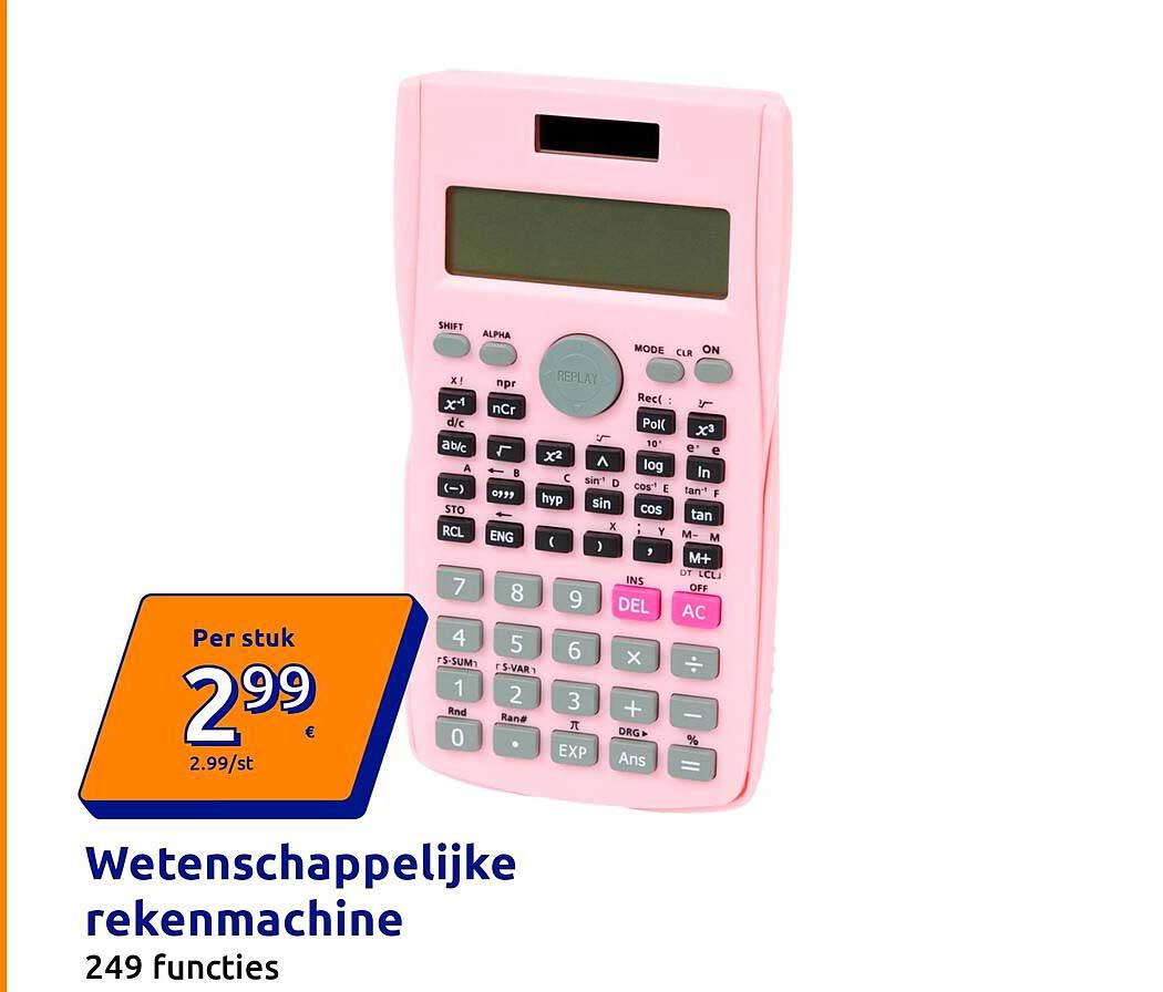 Wetenschappelijke rekenmachine 249 functies