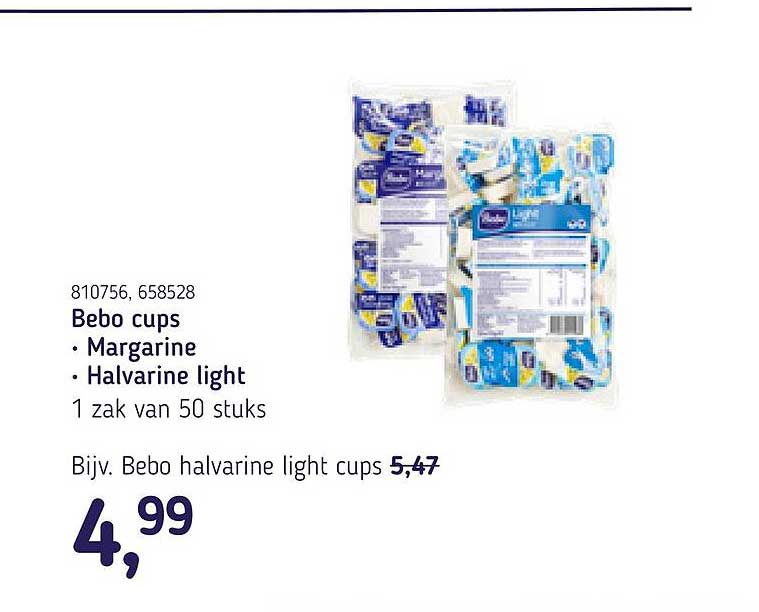 Bebo cups • Margarine • Halvarine light 1 zak van 50 stuks