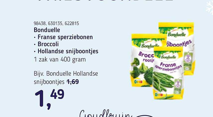 Bonduelle Franse sperziebonen, broccoli, Hollandse snijboontjes 1 zak van 400 gram